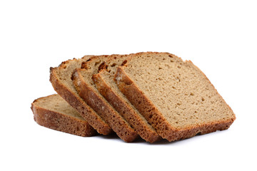 Sliced rye bread isolated on white background