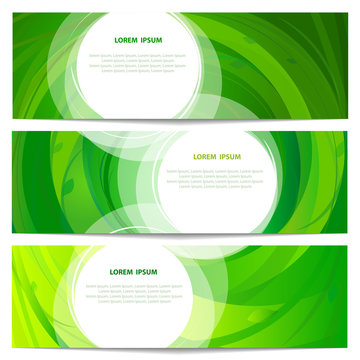  Set Of Green Banners Illustration.