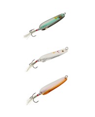 Bright wobbler spoon isolated on white background. Fishing lures.