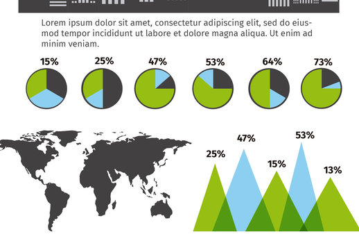 Gray And Green Urban Skyscraper World Map Infographic Template