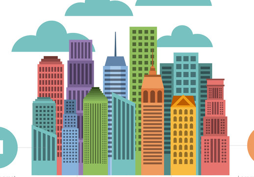 Cityscape and Clouds Illustration Infographic