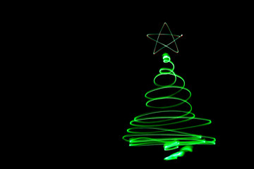 Christmass tree light painting. Abstract of lighting equipment.