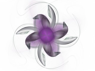 Grey purple abstract fractal with delicate flower