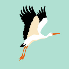 Stork vector illustration style Flat