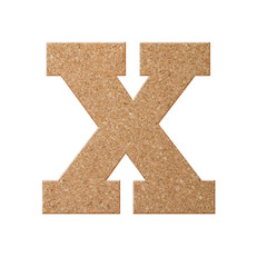 Cork board font letter of english alphabet on a transparent wipe board.