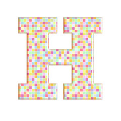 Illustration of pixel font letter english alphabet on a transparent wipe board.
