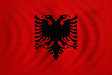 Flag of Albania wavy, real detailed fabric texture