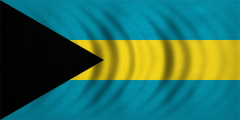 Flag of Bahamas wavy, real detailed fabric texture