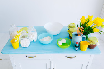 ingredients for baking on a kitchen table