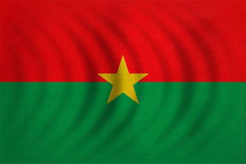 Flag of Burkina Faso wavy, detailed fabric texture