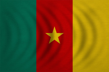 Flag of Cameroon wavy real detailed fabric texture