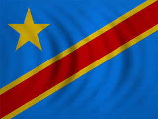 Flag of DR Congo wavy real detailed fabric texture