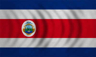 Flag of Costa Rica wavy, detailed fabric texture
