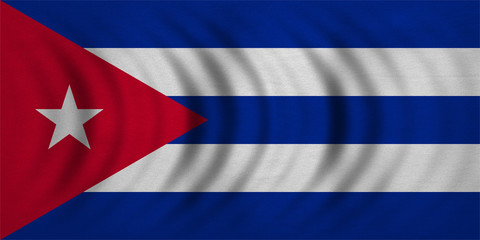 Flag of Cuba wavy, real detailed fabric texture