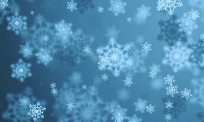 Background with snowflakes bokeh effect
