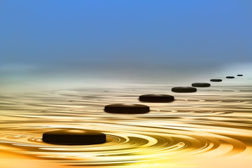 Stones in water, 3d illustration
