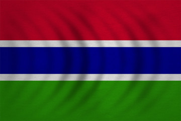 Obraz premium Flaga Gambii falowana, szczegółowa faktura tkaniny