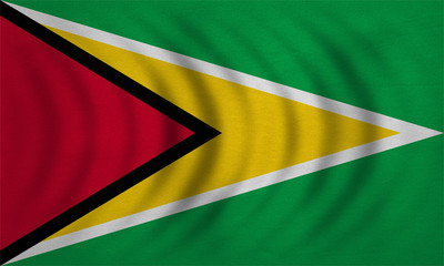 Flag of Guyana wavy, real detailed fabric texture