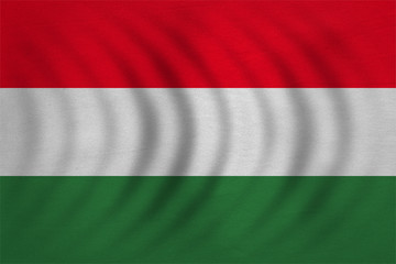 Flag of Hungary wavy, real detailed fabric texture