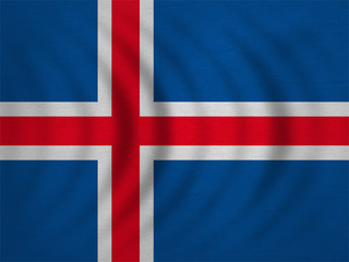 Fototapeta premium Flag of Iceland wavy, real detailed fabric texture