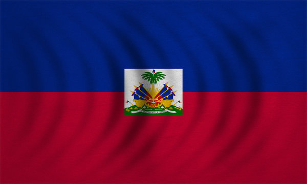 Flag of Haiti wavy, real detailed fabric texture
