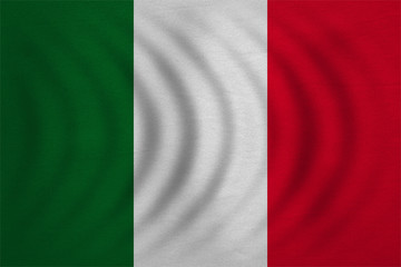 Flag of Italy wavy, real detailed fabric texture