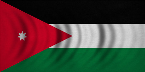 Obraz premium Flag of Jordan wavy, real detailed fabric texture