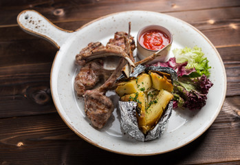pork ribs and baked potato