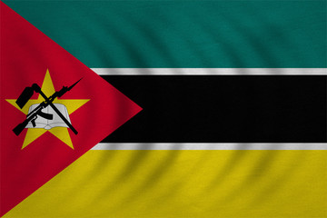 Flag of Mozambique wavy, detailed fabric texture