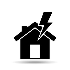 Fototapeta premium house silhouette and lightning bolt icon, vector illustration