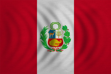 Flag of Peru wavy, real detailed fabric texture