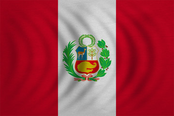 Obraz premium Flag of Peru wavy, real detailed fabric texture