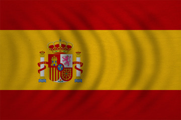 Flag of Spain wavy, real detailed fabric texture