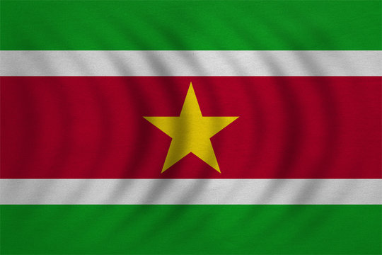 Flag of Suriname wavy real detailed fabric texture
