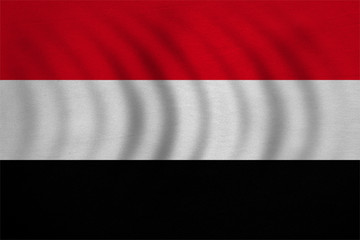 Flag of Yemen wavy, real detailed fabric texture