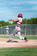 High school baseball player up at bat