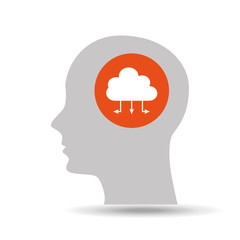 silhouette head cloud data connected icon graphic vector illustration eps 10