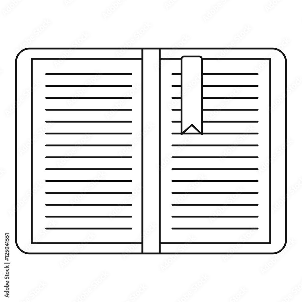 Poster open tutorial with bookmark icon. outline illustration of open tutorial with bookmark vector icon fo
