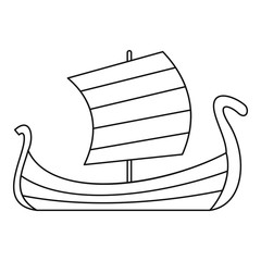 Medieval boat icon. Outline illustration of medieval boat vector icon for web