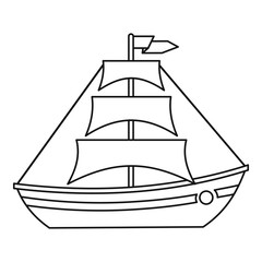 Boat with sails icon. Outline illustration of boat with sails vector icon for web