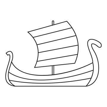Medieval boat icon. Outline illustration of medieval boat vector icon for web