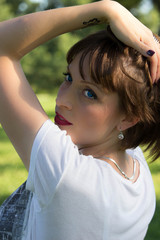beautiful blue-eyed girl in the park