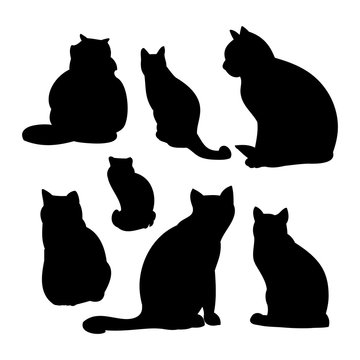 cat silhouette set vector