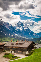 Fototapeta na wymiar Breathtaking view to Cortina di Ampezzo, Dolomites, Italy