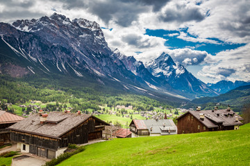 Fototapeta na wymiar Stunning view to Cortina di Ampezzo, Dolomites, Italy
