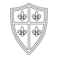 Royal shield icon. Outline illustration of royal shield vector icon for web