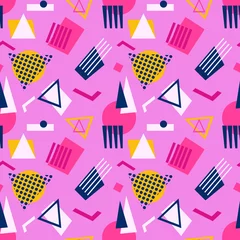 Behang Abstracte geometrische vormen naadloze patroon. Retro 80& 39 s, 90& 39 s Memphis-stijl © LilaloveDesign