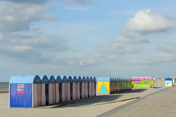Foto op Canvas Changing booths storage rooms at beach in Dunkirk, Normany, Fran © CAESARstock