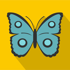 Butterfly with circles on wings icon. Flat illustration of butterfly with circles on wings vector icon for web