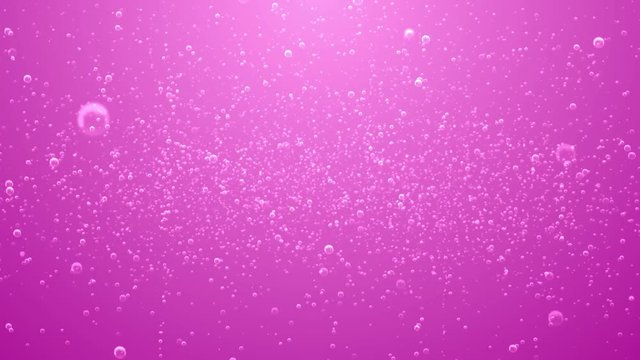A pink background of sparse soda bubble fizz with last 10 seconds loop at end.